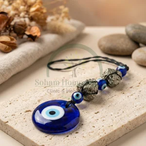 Evil eye pyrite wealth protection hanger